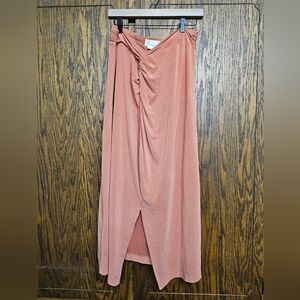Anthropologie Pink Salmon maxi skirt with twist front size XL